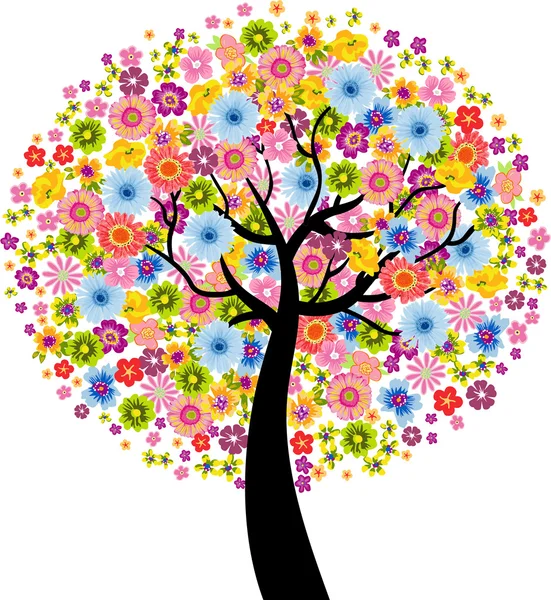 Colorido árbol de flores — Vector de stock