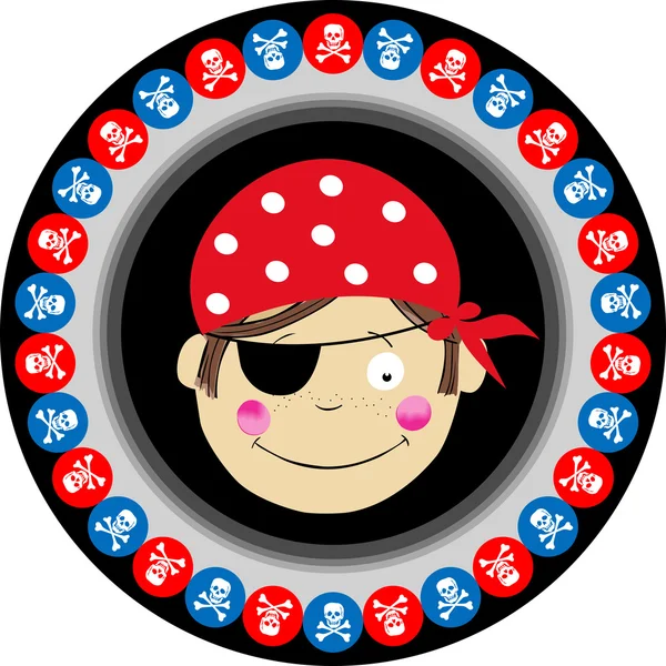 Pirate ronde etiket — Stockvector