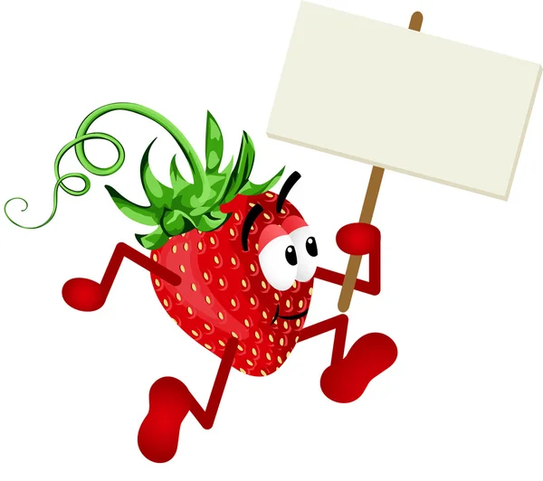 Erdbeere mit leerem Schild — Stockvektor