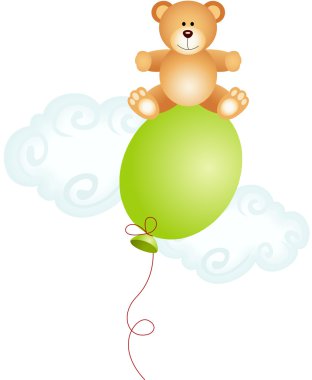 top balon üzerinde oturan bir oyuncak ayı