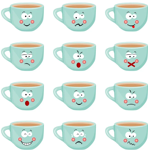 Cup with different expressions — Stock Vector