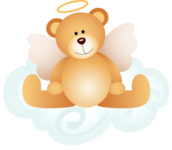 Angel osito de peluche en la nube — Vector de stock