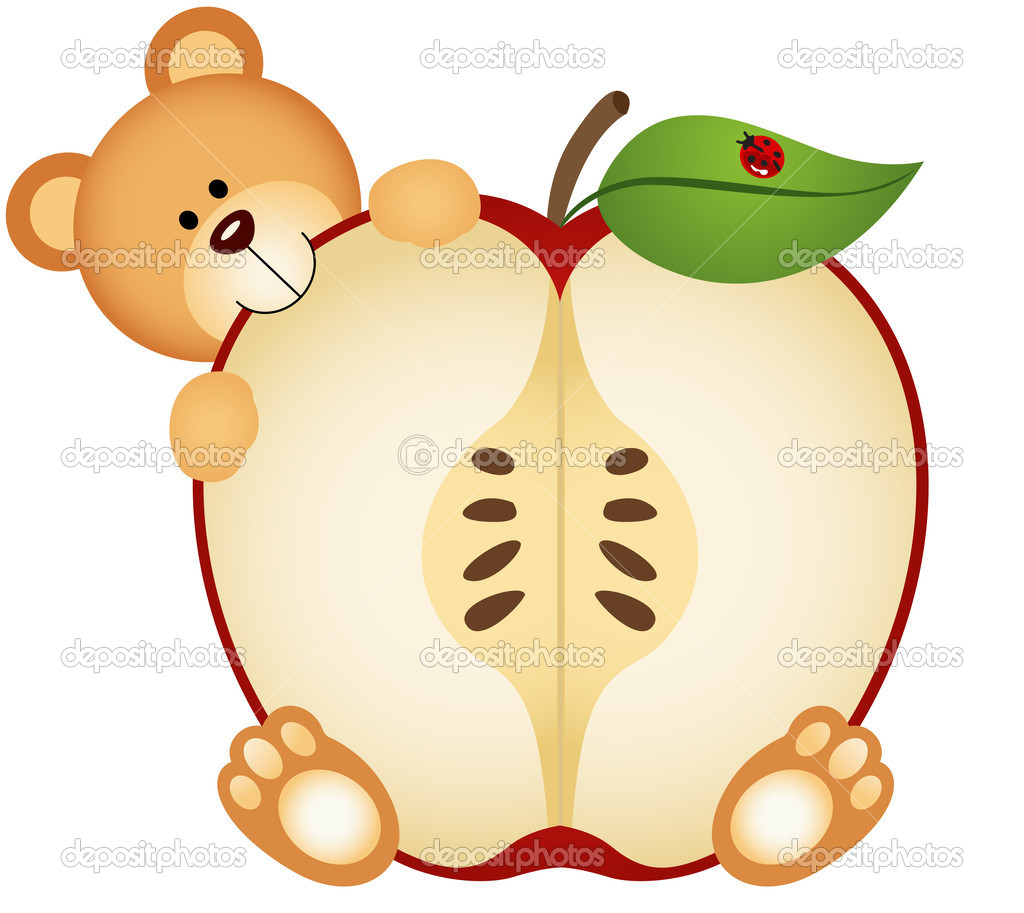 Teddy Bear Eating Apple Sliced