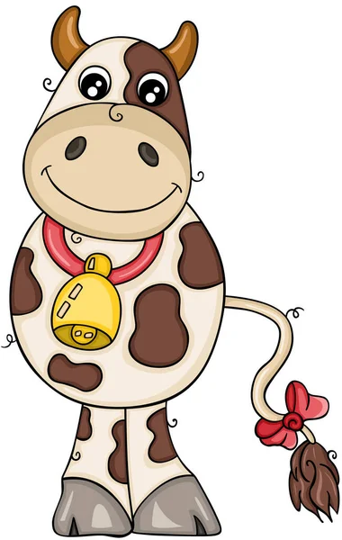 Mignon Drôle Vache Brune Isolé — Image vectorielle