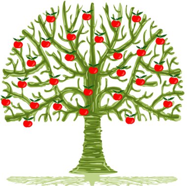 Kırmızı elmalı komik elma ağacı