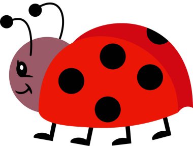 Sevimli uğur böceği beyazda izole edilmiş.