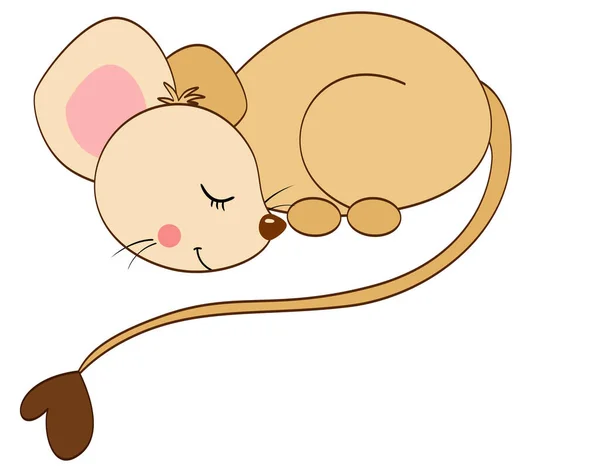 Carino Bel Sonno Del Mouse Isolato — Vettoriale Stock