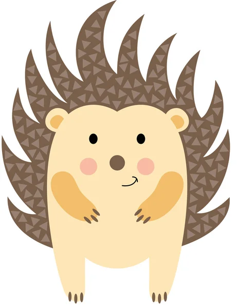 Cute Hedgehog Isolated White — Stock Vector