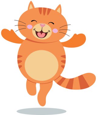 Şirin kedi gülüyor, beyaz tenli mutlu.
