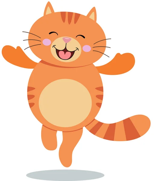 可愛い猫笑い幸せ孤立オンホワイト — ストックベクタ