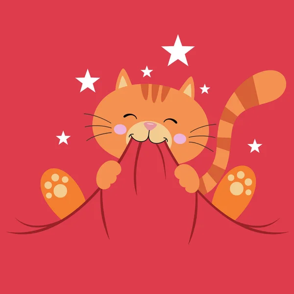 Illustration Cat Holding Cloth Its Mouth — ストックベクタ
