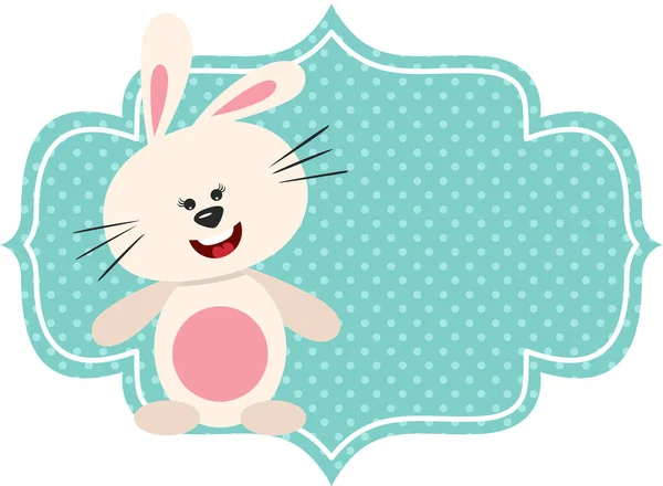 Cute Bunny Rabbit Empty Blue Banner — Vector de stock