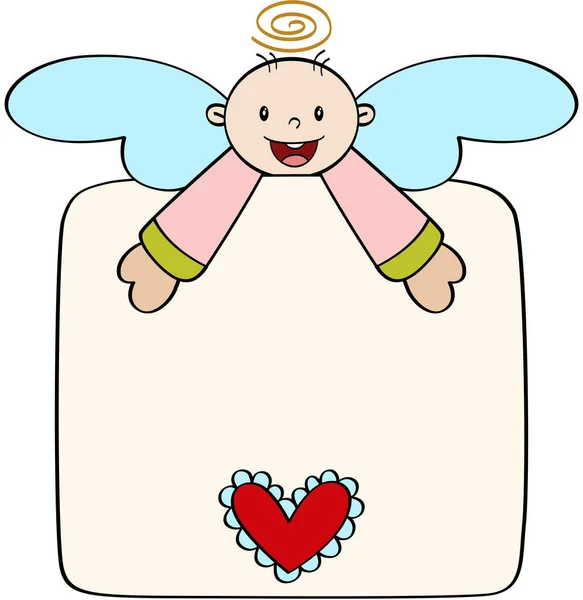 Ángel Lindo Con Banner Blanco — Vector de stock