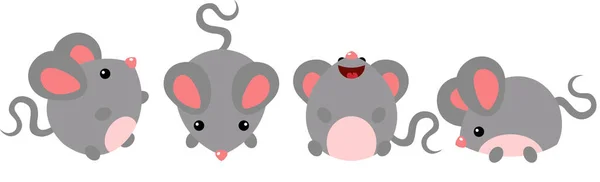 Cute Grey Mouse Different Positions — Wektor stockowy