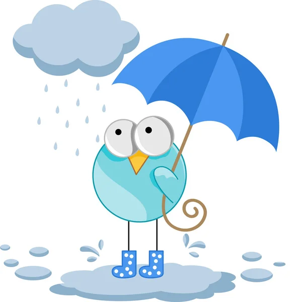 Śmieszne Ptak Parasol Deszczu — Wektor stockowy