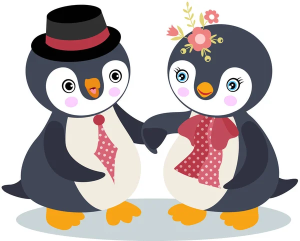 Valentine Couple Penguins Love — Wektor stockowy