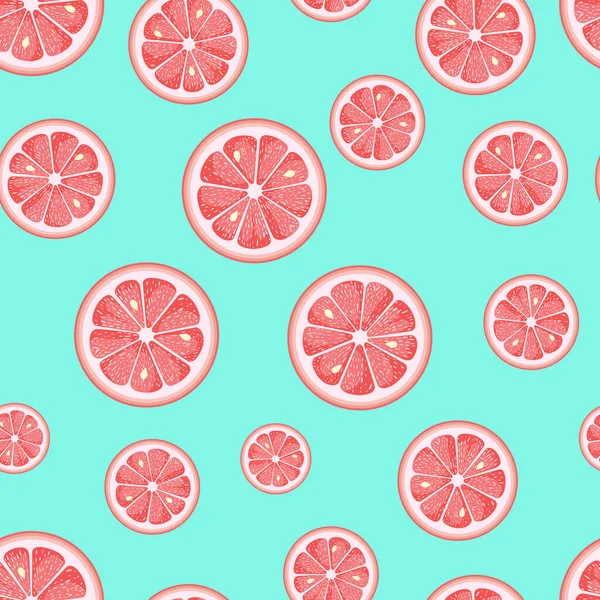 Seamless Blue Background Grapefruit Citrus Slices — Vettoriale Stock