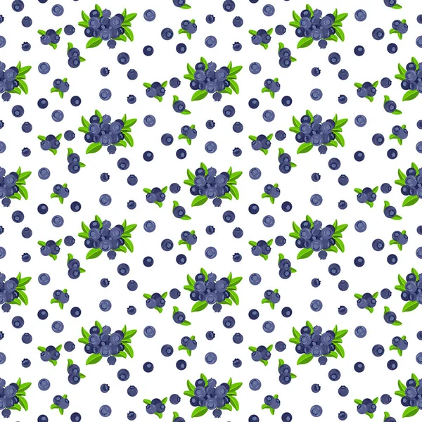 Seamless background of fresh blueberries and leaves
