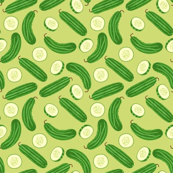Seamless Background Cucumber Vegetable Green — Archivo Imágenes Vectoriales