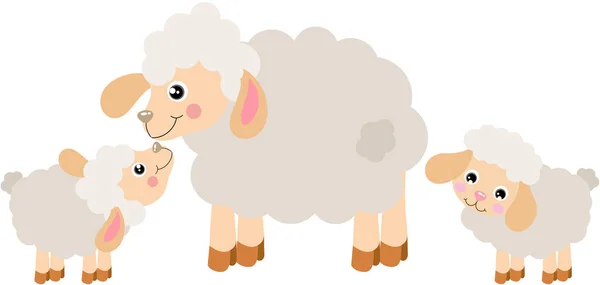 Anya Bárány Kisbárányokkal — Stock Vector