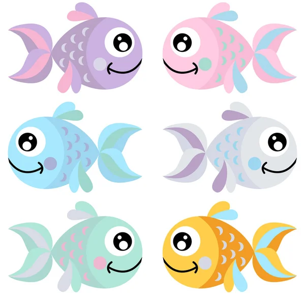 一套五彩斑斓的鱼装饰设计 — 图库矢量图片