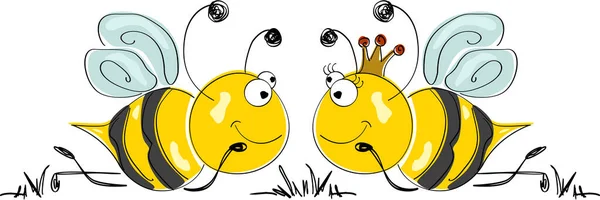Милая Парочка Пчёл Лежащих Саду — стоковый вектор