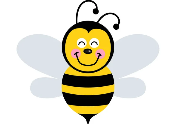 Divertido Feliz Abeja Aislado Blanco — Vector de stock