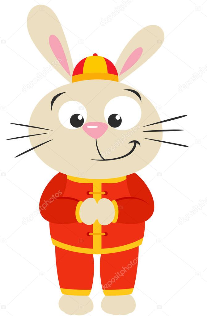 Cute chinese zodiac rabbit isolated