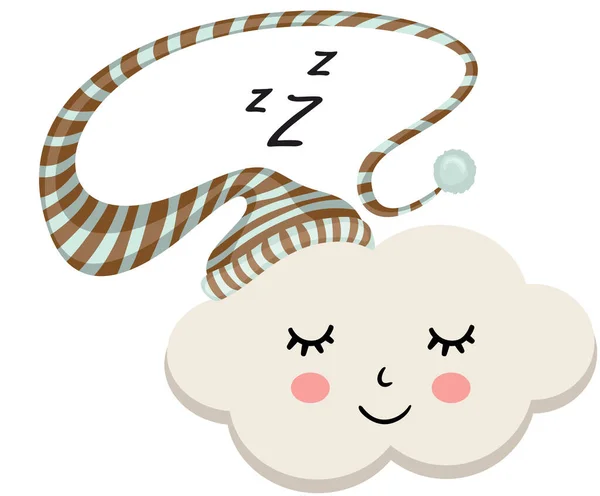 Komik Bulut Şapkayla Uyuyor — Stok Vektör