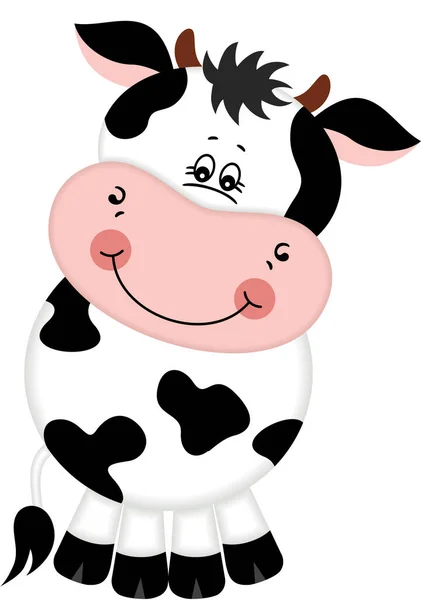 Mignonne Vache Blanche Debout Isolé — Image vectorielle