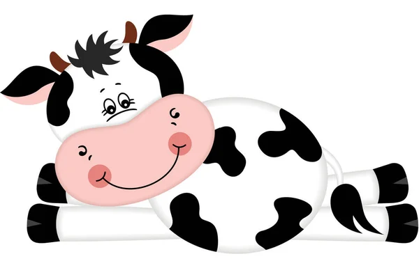 Belle Vache Blanche Couchée Isolée — Image vectorielle