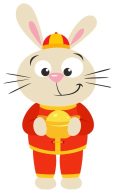 Komik Zodyak Tavşanı Çin iyi şans sembolü