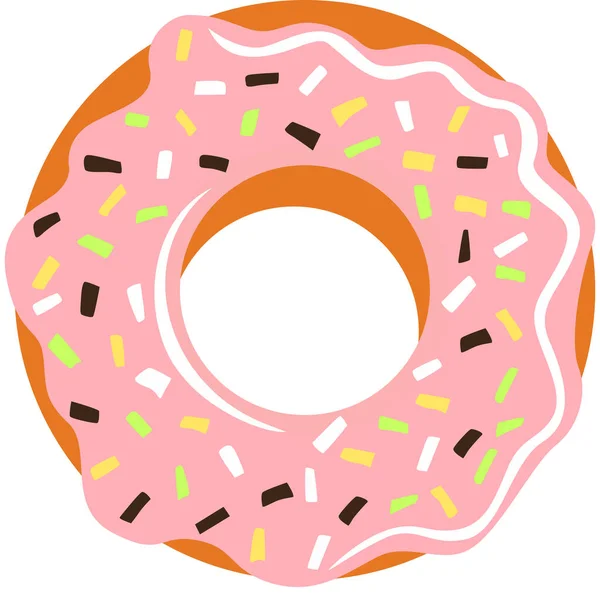 Süße Rosa Donut Von Erdbeere — Stockvektor