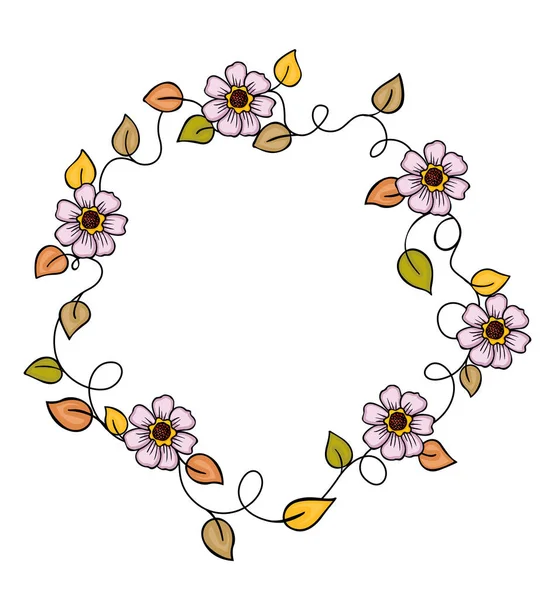 Кругла Квіткова Рамка Квітами — стоковий вектор