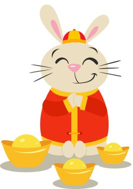 Komik Çin Zodyak Tavşanı Mutlu yıllar 2023