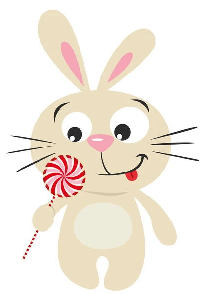 Cute Happy Bunny Lollipop — Vetor de Stock
