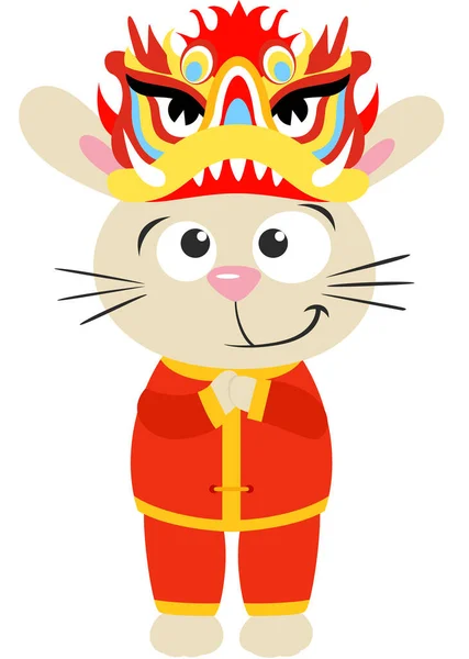 Rabbit Dragon Mask Head Chinese New Year — Vettoriale Stock