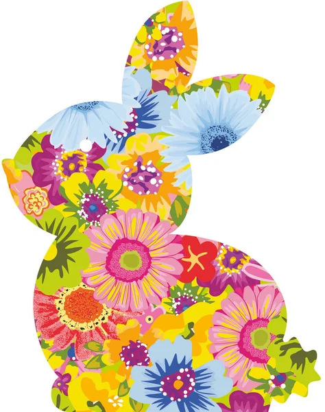 Lapin Fait Fleurs Colorées — Image vectorielle