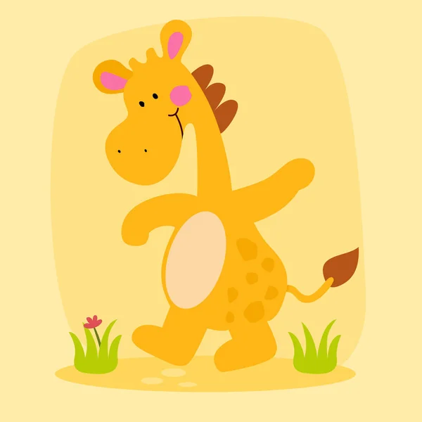 Biglietto Auguri Divertente Con Adorabile Giraffa — Vettoriale Stock