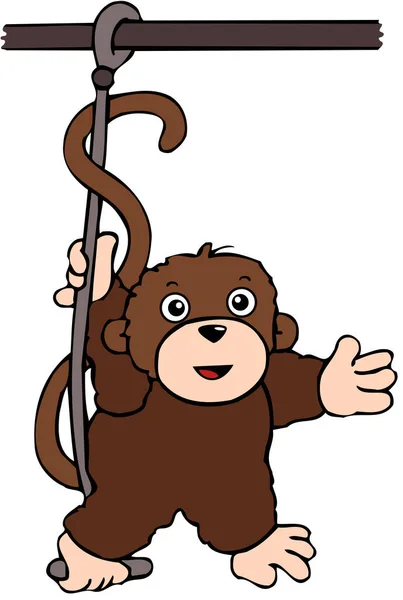 Happy Monkey Hanging Iron Bar — Wektor stockowy