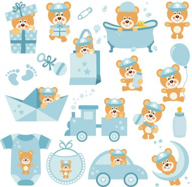 Oyuncak ayıcığı olan dijital elementler.