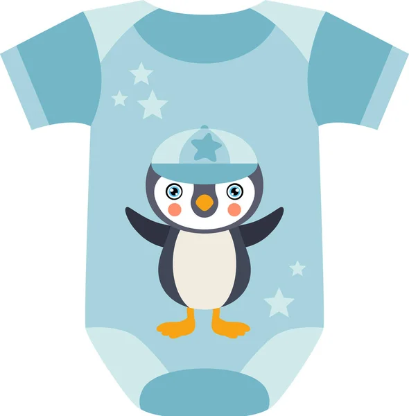 Blue Baby Bodysuit Penguin — 图库矢量图片