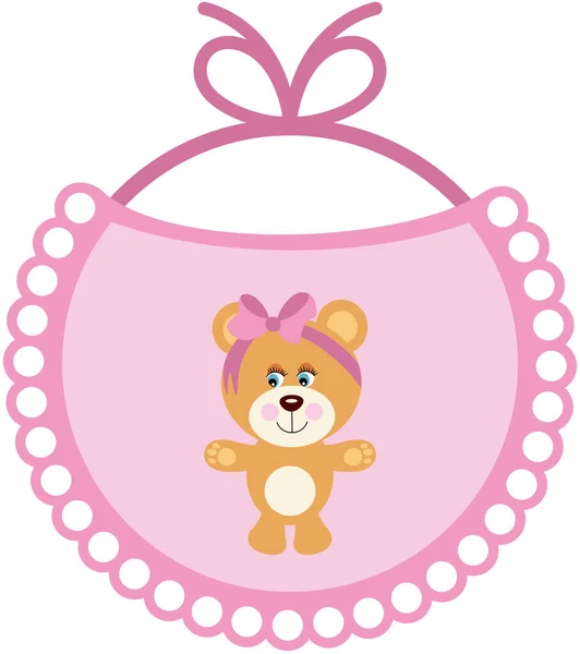Baby Pink Bib Teddy Bear — Stockový vektor