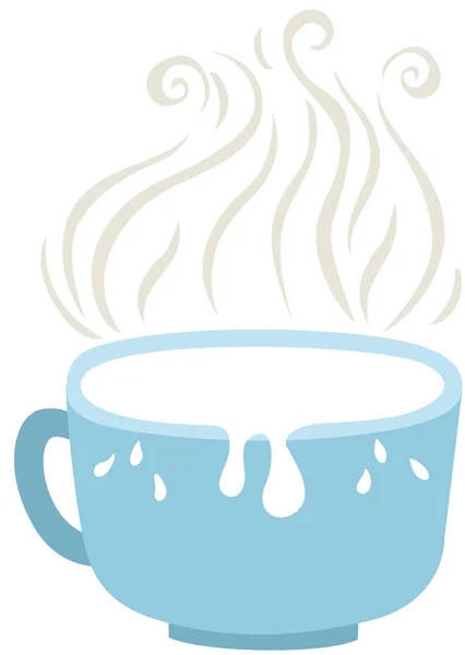 Blue Cup Hot Milk — Stock Vector