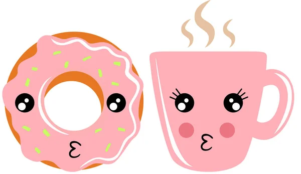 Happy Cute Smiling Donut Cup — Stock Vector