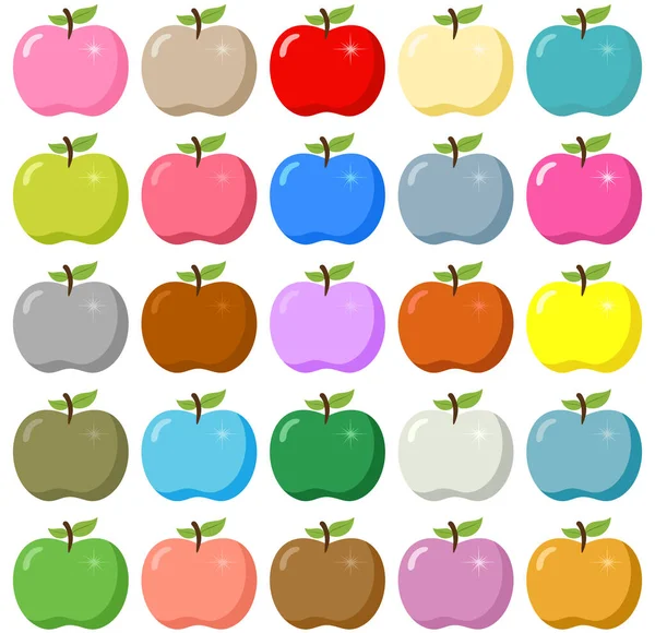 Set Colorful Fresh Apples — Stock Vector