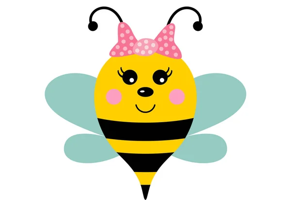 Mała Pszczółka Różową Wstążką Głowie — Wektor stockowy
