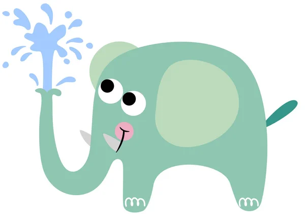 Grappig Olifant Spuitwater Met Slurf — Stockvector