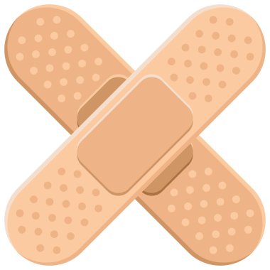 Haç yapan iki tıbbi yapıştırıcı bandaj.