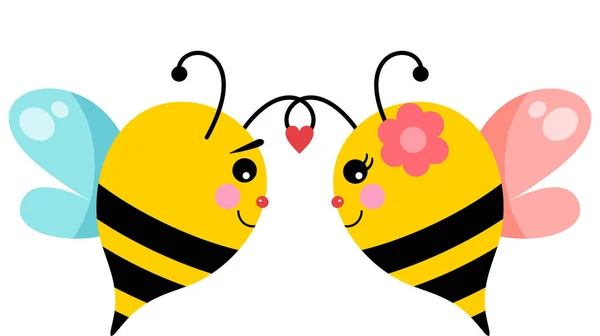 Linda Pareja Abejas Amor Día San Valentín — Archivo Imágenes Vectoriales